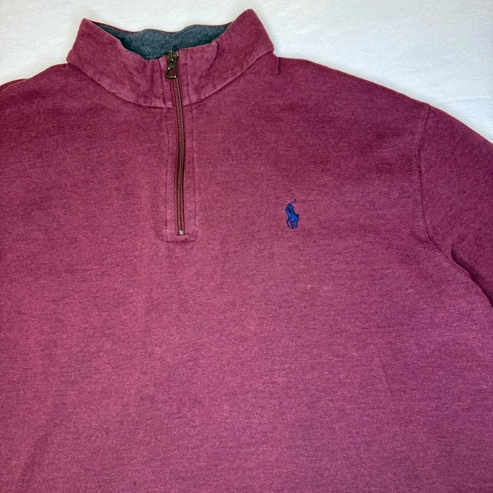 Ralph Lauren Polo Zip Up Sweater Men’s Extra Large Maroon –‎ Preppy Fall Layer